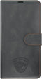 Hoes Geschikt voor iPhone 12 Hoesje Bookcase met Anti Skim Bescherming - Pasjes - Vulcano Black - Luxe Telefoonhoesje Wallet Case Pasjeshouder PU Leder