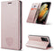Hoes Geschikt voor Samsung S21 Ultra Hoesje Bookcase met Anti Skim Bescherming - Pasjes RFID Beschermd Cover - Roze Goud - Luxe Telefoonhoesje Wallet Case Pasjeshouder PU Leder