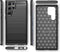 Hoes Geschikt voor Samsung S22 Ultra Hoesje Backcover Carbon Style Siliconen Case TPU Hoesje Zwart - Luxe Telefoonhoesje Wallet Case Pasjeshouder PU Leder