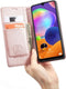 Hoesje Geschikt voor Samsung A31 met Anti Skim Bescherming - Pasjes Bookcase RFID Beschermd Cover - Roze - Luxe Telefoonhoesje Wallet Case Pasjeshouder PU Leder