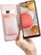 Hoesje Geschikt voor Samsung A42 met Anti Skim Bescherming - Pasjes Bookcase RFID Beschermd - Roze - Luxe Telefoonhoesje Wallet Case Pasjeshouder PU Leder