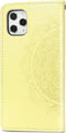 Hoesje Met Pasjeshouder Geschikt voor iPhone 12 Pro / 12 - Mandala Bookcase - Geel