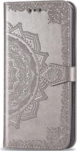 Hoesje Met Pasjeshouder Geschikt voor Motorola Moto G Pro - Mandala Bookcase - Grijs