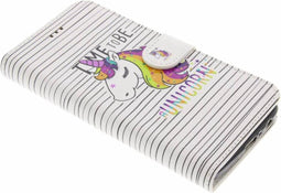Hoesje Met Pasjeshouder Geschikt voor Motorola Moto G5 Plus - Design Softcase Bookcase (Chester) met standaard - Wit / Meerkleurig / Be a Unicorn