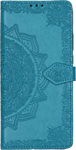 Hoesje Met Pasjeshouder Geschikt voor Motorola Moto G8 Power Lite - Mandala Bookcase - Turquoise