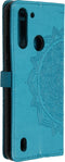 Hoesje Met Pasjeshouder Geschikt voor Motorola Moto G8 Power Lite - Mandala Bookcase - Turquoise