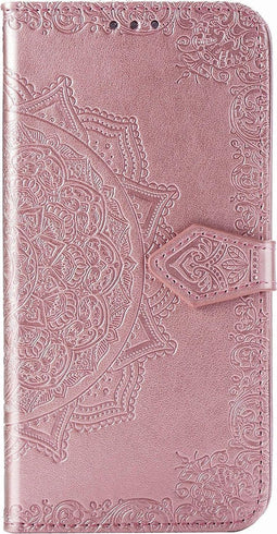 Hoesje Met Pasjeshouder Geschikt voor Motorola Moto G9 Play / Moto E7 Plus - Mandala Bookcase - Roze
