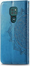 Hoesje Met Pasjeshouder Geschikt voor Motorola Moto G9 Play / Moto E7 Plus - Mandala Bookcase - Turquoise