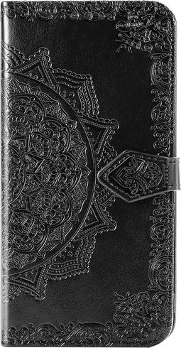 Hoesje Met Pasjeshouder Geschikt voor Motorola Moto G9 Plus - Mandala Bookcase - Zwart