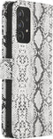 Hoesje Met Pasjeshouder Geschikt voor Samsung Galaxy A72 - Slangenprint Bookcase - Wit