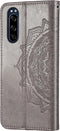 Hoesje Met Pasjeshouder Geschikt voor Sony Xperia 5 - Mandala Bookcase - Grijs