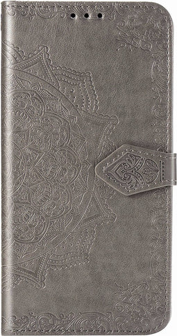 Hoesje Met Pasjeshouder Geschikt voor Xiaomi Redmi 9 - Mandala Bookcase - Grijs