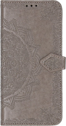 Hoesje Met Pasjeshouder Geschikt voor Xiaomi Redmi Note 8T - Mandala Bookcase - Grijs