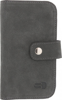 Hoesje - Senza - Slide Serie - Echt Leer Bookcase - Grijs - Hoesje Geschikt Voor