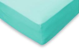 Hoeslaken Jersey Katoen Stretch 35cm Hoge Hoek - aqua 200x200cm - Lits Jumeaux