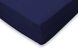 Hoeslaken Jersey Katoen Stretch 35cm Hoge Hoek - donker blauw 180x210/220cm - Lits Jumeaux