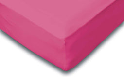 Hoeslaken Jersey Katoen Stretch 35cm Hoge Hoek - fuchsia 160x210/220cm - Lits Jumeaux
