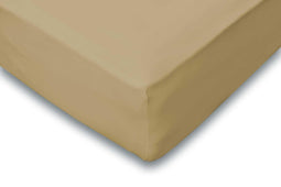 Hoeslaken Jersey Katoen Stretch 35cm Hoge Hoek - zand 90x210/220 - 100x200cm - 1 Persoons