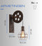 Hoexs - Industriële Katrol Wandlamp - Vintage Muurlamp Binnen – E27 Fitting - Metaal en Hout - Loft Stijl