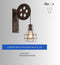 Hoexs - Industriële Katrol Wandlamp - Vintage Muurlamp Binnen – E27 Fitting - Metaal en Hout - Loft Stijl