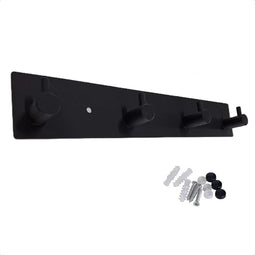 Hoexs - Kapstok Zwart RVS - 4 haaks - 25,5 cm - Wandkapstok - Hangende Design Kapstokken - Muurkapstok - Handdoekrek