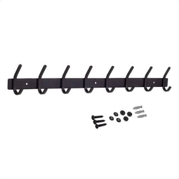 Hoexs - Wandkapstok 16 Haken - 60cm - Zwart - Inclusief Bevestigingsmateriaal - Hangend Design Kapstokken - Muurkapstok