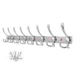 Hoexs - Wandkapstok 24 Haken - 75cm - Zwart - Roestvrij Staal - Hangende Kapstok - Inclusief Bevestigingsmateriaal - Kapstokken