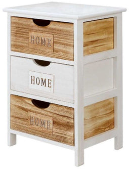 Ladenkast Gift Decor Home - 3 lades - Hout - Wit Bruin - 40 x 58,5 x 29 cm