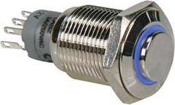 HOGE RONDE METALEN SCHAKELAAR SPDT 1NO 1NC - BLAUWE RING (R1710B)