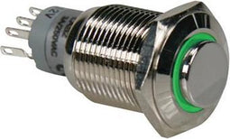 HOGE RONDE METALEN SCHAKELAAR SPDT 1NO 1NC - GROENE RING (R1710G)