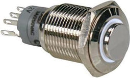 HOGE RONDE METALEN SCHAKELAAR SPDT 1NO 1NC - WITTE RING (R1710W)