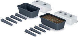 Hoge tuinman met dek Prospeplast Rust Planter Ecoline Plastic in antraciet kleur 59.6 x 36,8 x 75,3 cm