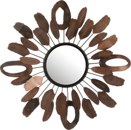 J-Line spiegel Stukjes Ovaal - metaal - bruin - Ø 61 cm