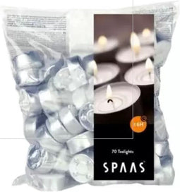 Spaas Theelichtjes 6 branduren - 70 stuks - Wit