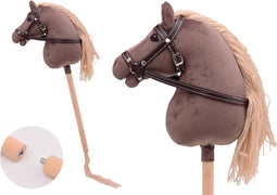 Holly Horse - Hobby paard de luxe met korte stok,ca. 80 cm met halster , stokpaardje voor horsing om op te rijden voor kinderen zonder geluid