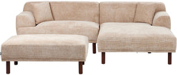HOLT - Hoekbank met ottomaan - Beige - Linkszijdig - Polyester
