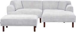 HOLT - Hoekbank met ottomaan - Lichtgrijs - Linkszijdig - Polyester