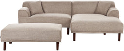 HOLT - Hoekbank met ottomaan - Taupe - Linkszijdig - Polyester