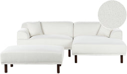 HOLT - Hoekbank met ottomaan - Wit - Linkszijdig - Bouclé