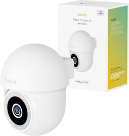 Hombli 2K Pan & Tilt - Beveiligingscamera - Bewakingscamera voor buiten - 2K - Gekleurd Nachtzicht - Volgfunctie - Wit