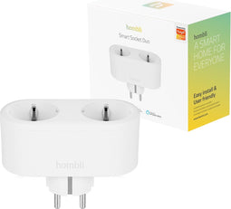 Hombli Slimme Stekker - 2 Contacten - WiFi - Timerfunctie - Compitabel met Amazon Alexa en Google Home - Bediening via Hombli App - 1 stuks - Wit