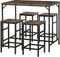 HOMCOM Bartafelset Bartafel met 4 barkrukken 5-delige placemat staal bruin 835-337