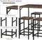 HOMCOM Bartafelset Bartafel met 4 barkrukken 5-delige placemat staal bruin 835-337