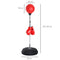HOMCOM Boksset met verstelbare Punchingball, inclusief bokshandschoenen, 126-144cm, Rood