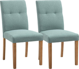 HOMCOM Eetkamerstoelen Keukenstoel met rugleuning, linnen-polyesterweefsel groen 835-455