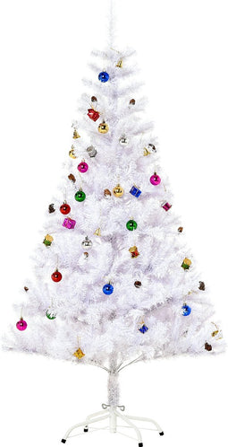 HOMCOM Kerstboom kerstboom kerstboom 150 / 180 cm PVC 680 punten incl. decoratie wit 02-0351