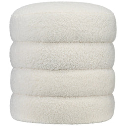 HOMCOM Kruk, rond, Teddyfleece, Metalen frame, tot 120kg, Φ40x45H cm, Crèmewit