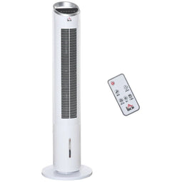 HOMCOM Luchtkoeler - 60 W - Kunststof - Tot 20 m² - Ø30 x 100,8 cm - Wit