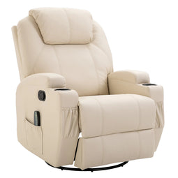 HOMCOM massagestoel, relaxstoel, tv-stoel massagefunctie 5 massagestanden ligfunctie PU-leer hout me