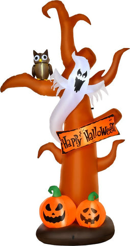 HOMCOM Opblaasbare Halloween boomspook met LED modules voor in de tuin polyester bruin 844-396V90